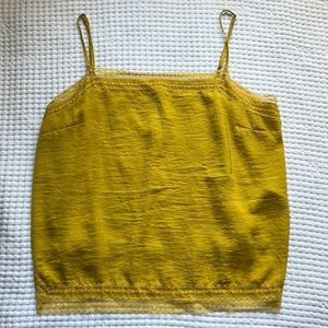 A&F Yellow Gold Satin Lace Tank
